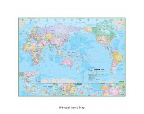 BILINGUAL WORLD MAP W152 (1200X915MM)