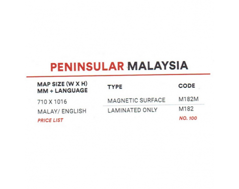 MAP BOARD PENINSULAR MALAYSIA M182M (710X1016MM)