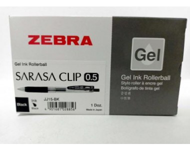 ZEBRA SARASA CLIP GEL INK ROLLERBALL PEN BLACK 0.5mm (12Pieces)
