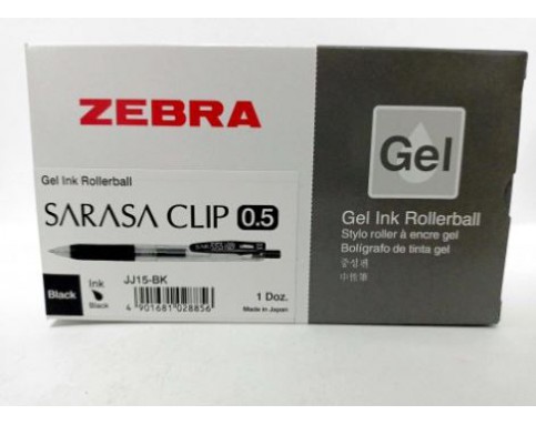 ZEBRA SARASA CLIP GEL INK ROLLERBALL PEN BLACK 0.5mm (12Pieces)